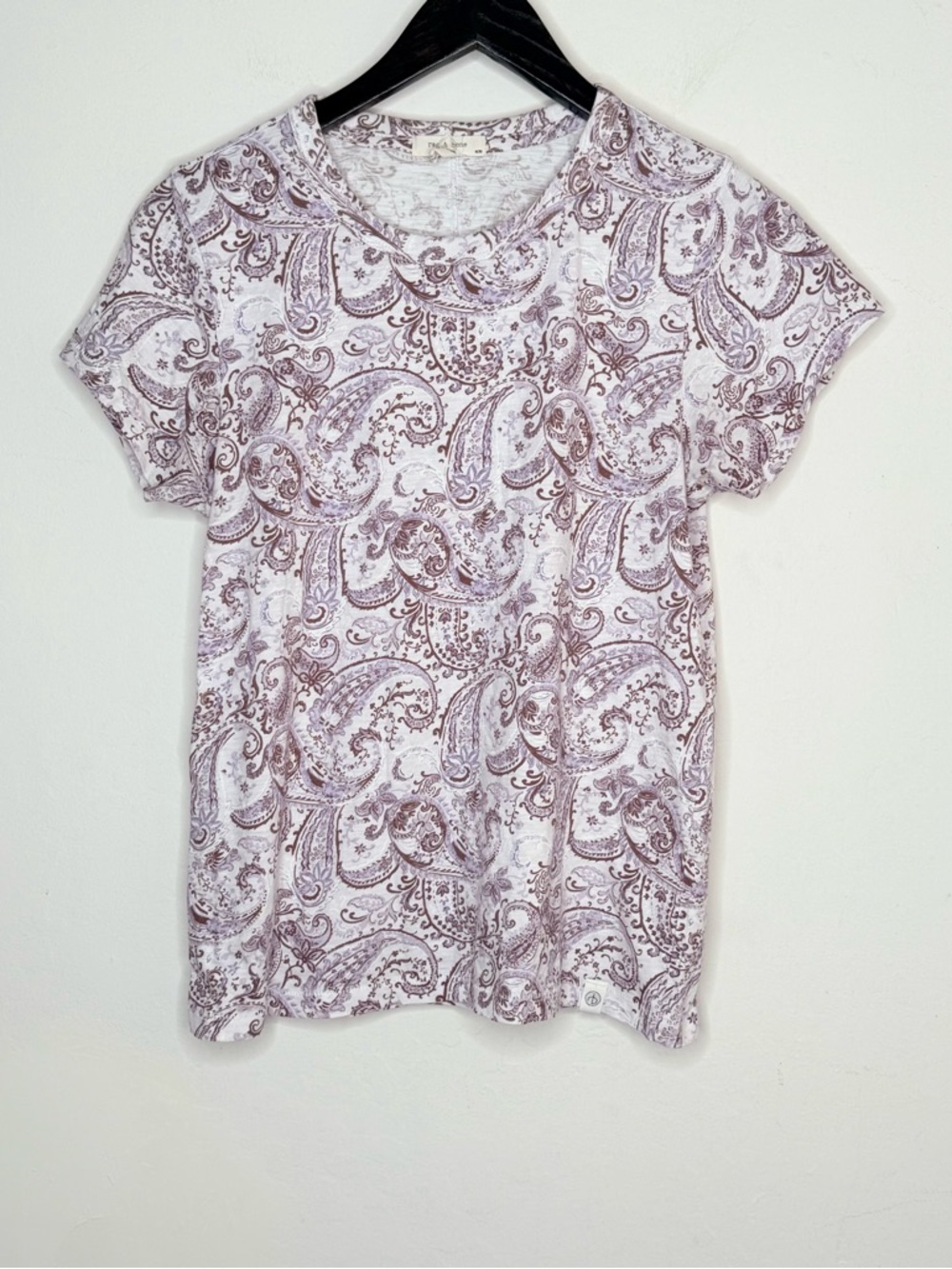 rag & bone Paisley Print Shirt Lavender Brown Size M  Soft Grunge Boho Chic